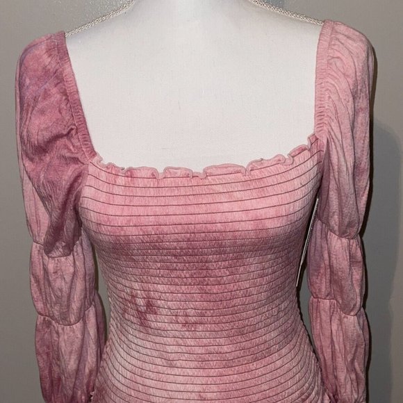 NWT Rewash Ruffled Solid Long Sleeve‎ Square Neck Blouse Top Dusty Mauve Size M - Picture 1 of 7